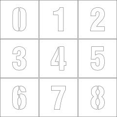 Трафарет №1 0-1-2-3-4-5-6-7-8 (ПЭТ 100 х 63 х 1 мм)