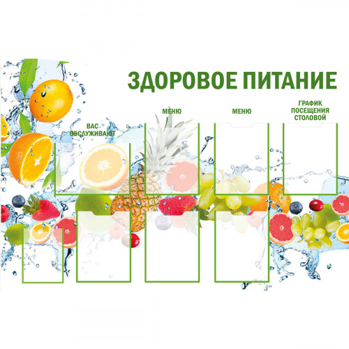 Стенд "ЗДОРОВОЕ ПИТАНИЕ СТ1800-4 (Пластик 1000 х 1500 х 3)"